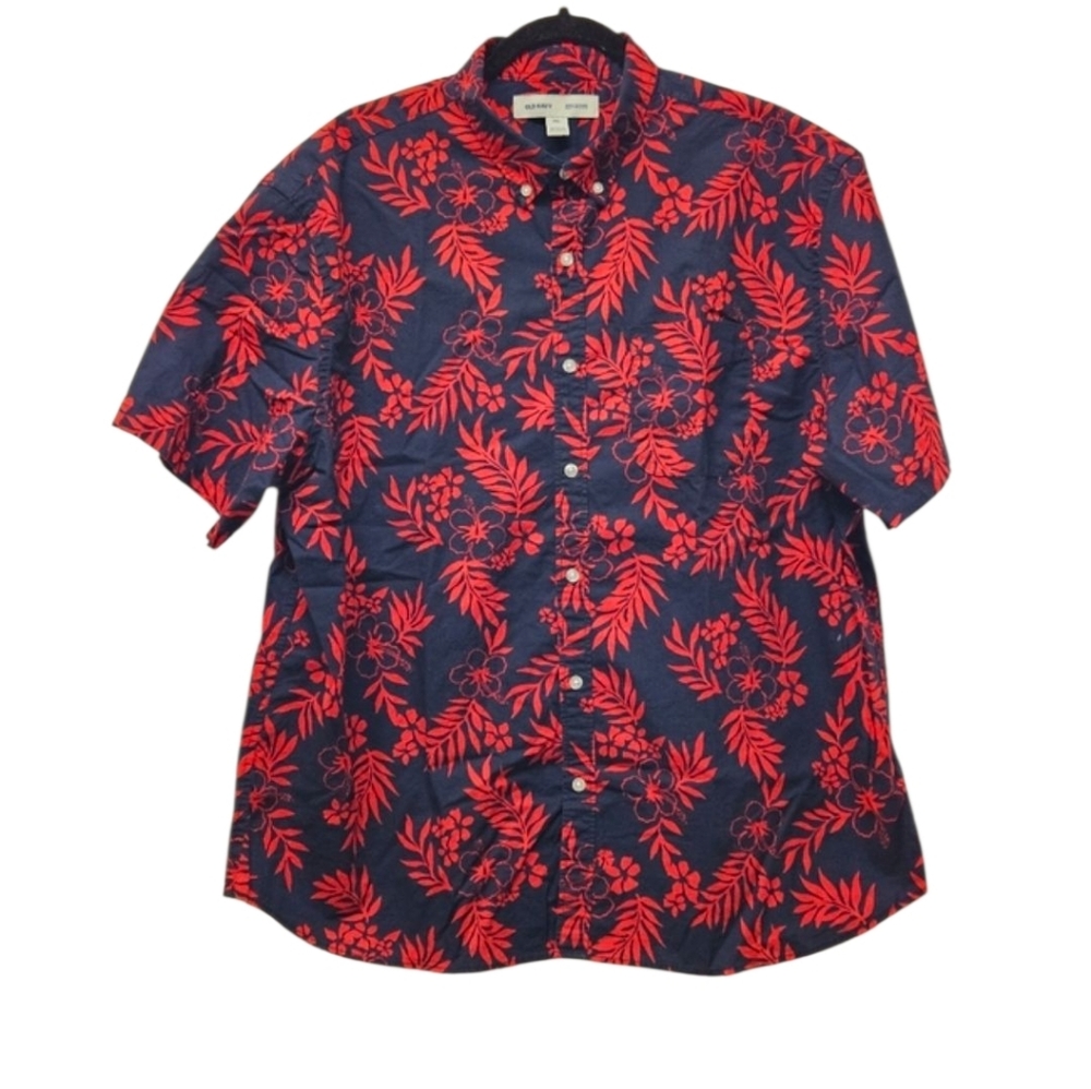 Old Navy Built-In Flex Tropical Floral Short Sleeve Shirt Size XXL Multicolored